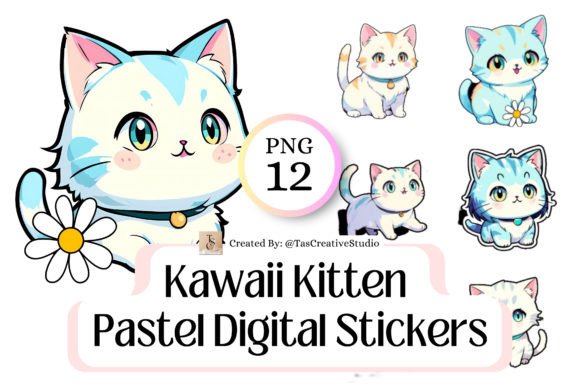 Download Kawaii Kitten Digital Stickers Bundle - Digital Collection