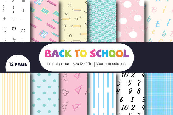 Download Back to School Digital Paper Pattern - Digital Collection