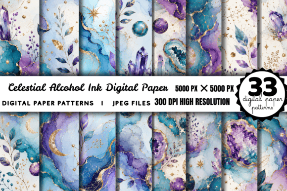 Download Celestial Alcohol Ink Digital Paper - Digital Collection