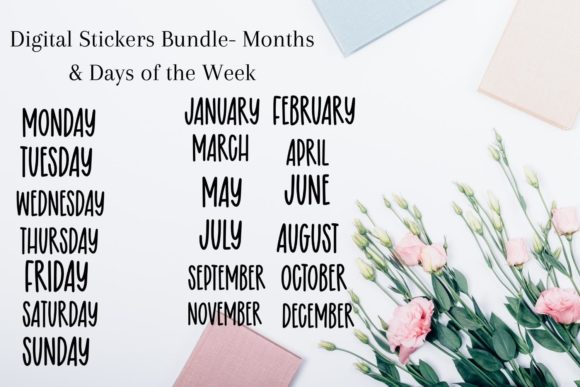 Download Digital Stickers Bundle Months and Days - Digital Collection