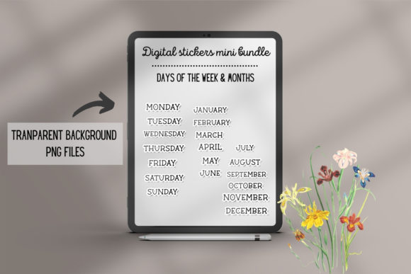 Download Digital Stickers Bundle- Months &amp; Week - Digital Collection