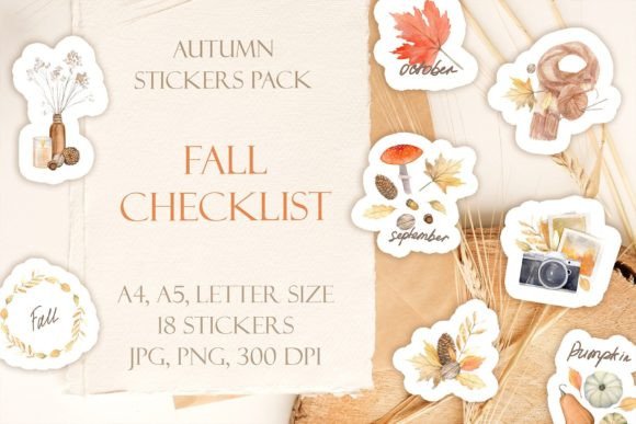 Download Fall Printable Digital Stickers Pack PNG - Digital Collection