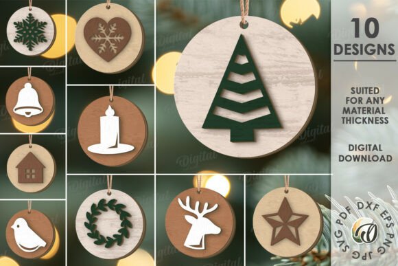 Download Wooden Christmas Tree Ornaments Bundle - Christmas tree ornaments Collection