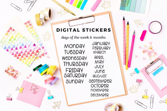 Download Digital Stickers Bundle- Months &amp; Week - Digital Collection