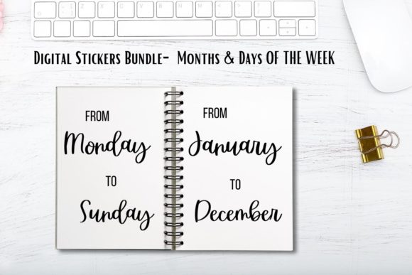Download Digital Stickers Bundle- Months &amp; Days - Digital Collection