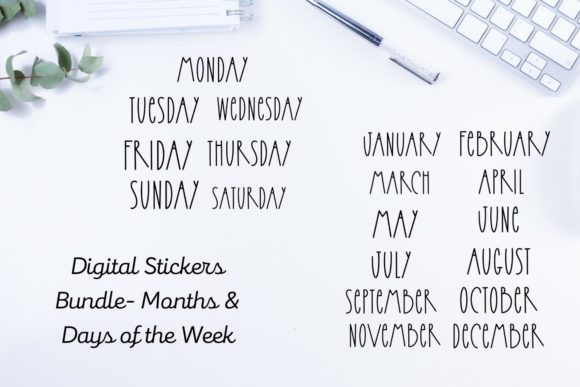 Download Digital Stickers Bundle Months and Days - Digital Collection