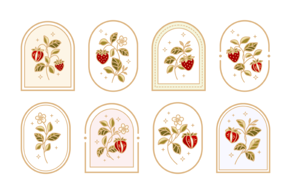 Download Vintage Strawberry Plant Element Set - Premium Resources