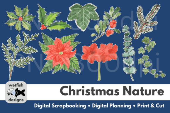 Download Digital Christmas Nature Stickers - Digital Collection