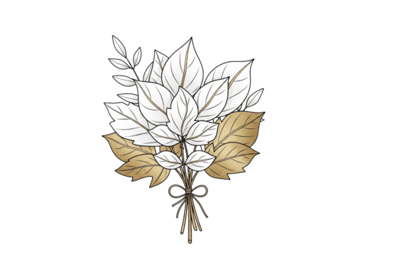 Download Artistic White and Gold Leaf Drawing - Gold leaf Collection